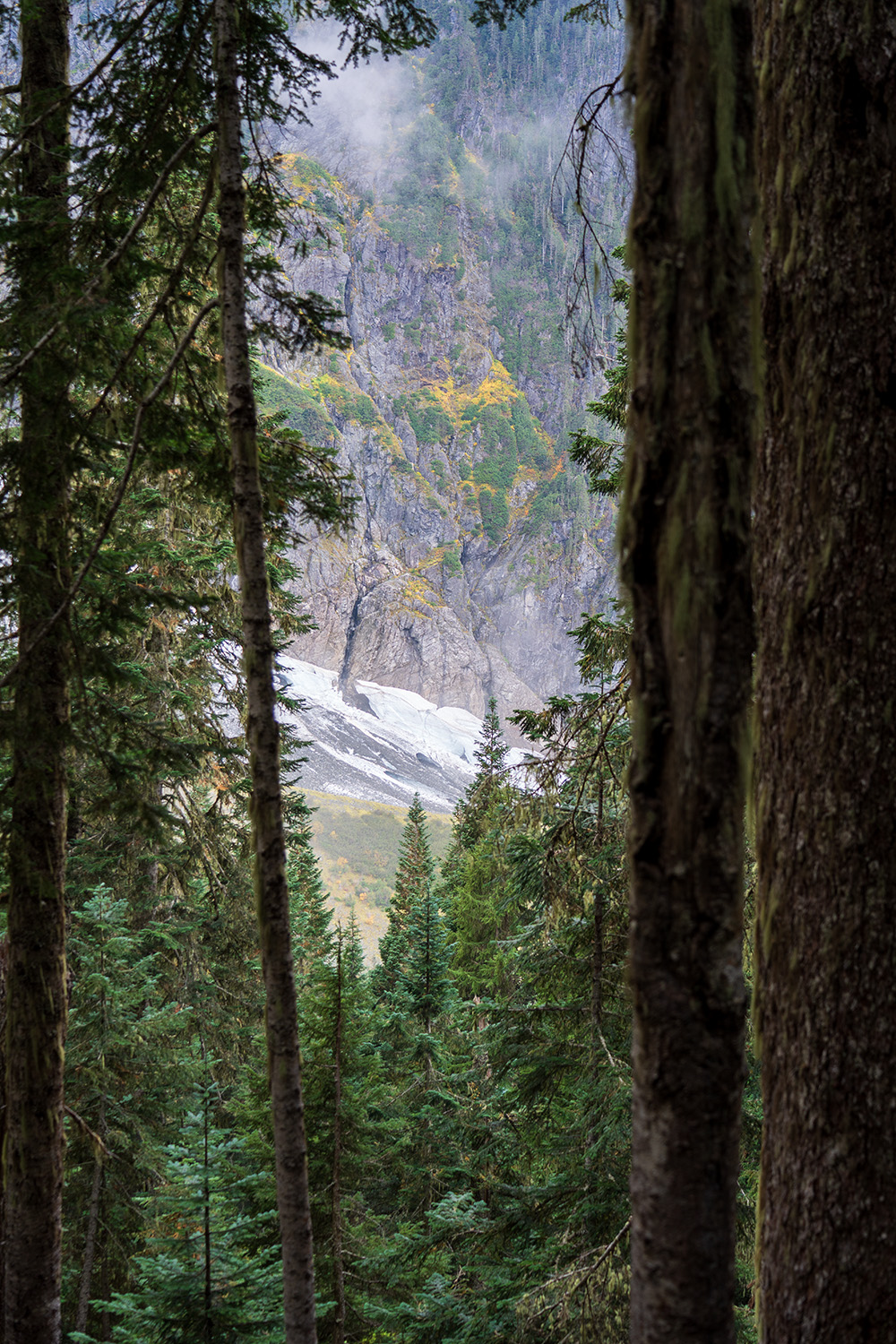 cascade pass trail switchbacks section view of glaciers