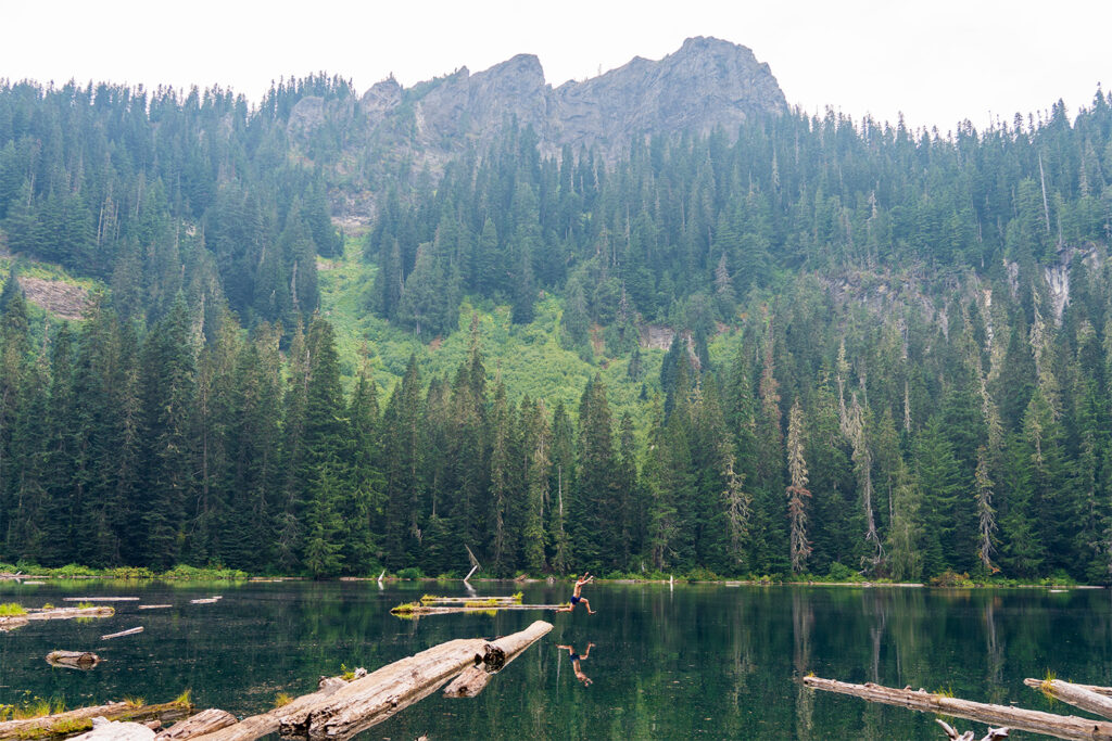 swimming at bertha may lake