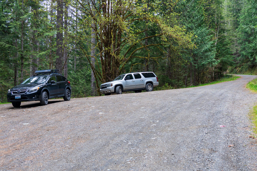parking for trailhead is along the forest road