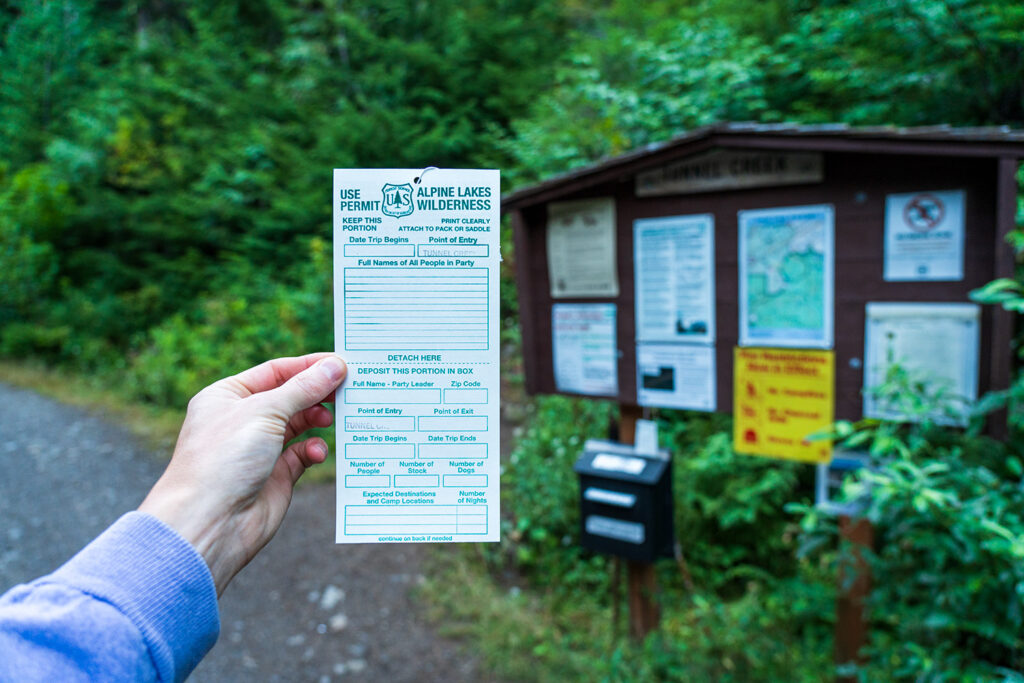 self issued permit for thunder mountain lakes at the trailhead